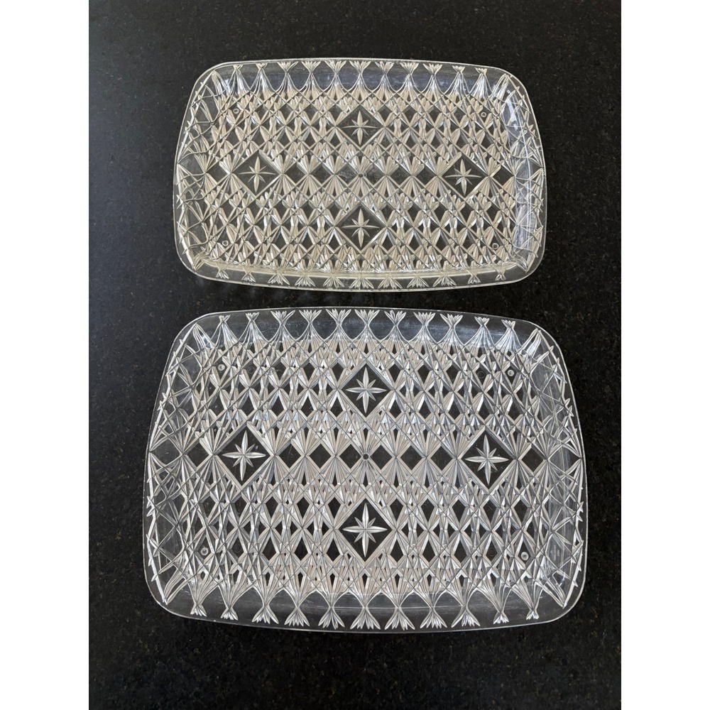 2 Vintage 1960's Serving Cake Trays Atomic Starburst 16" x 22"  Lucite